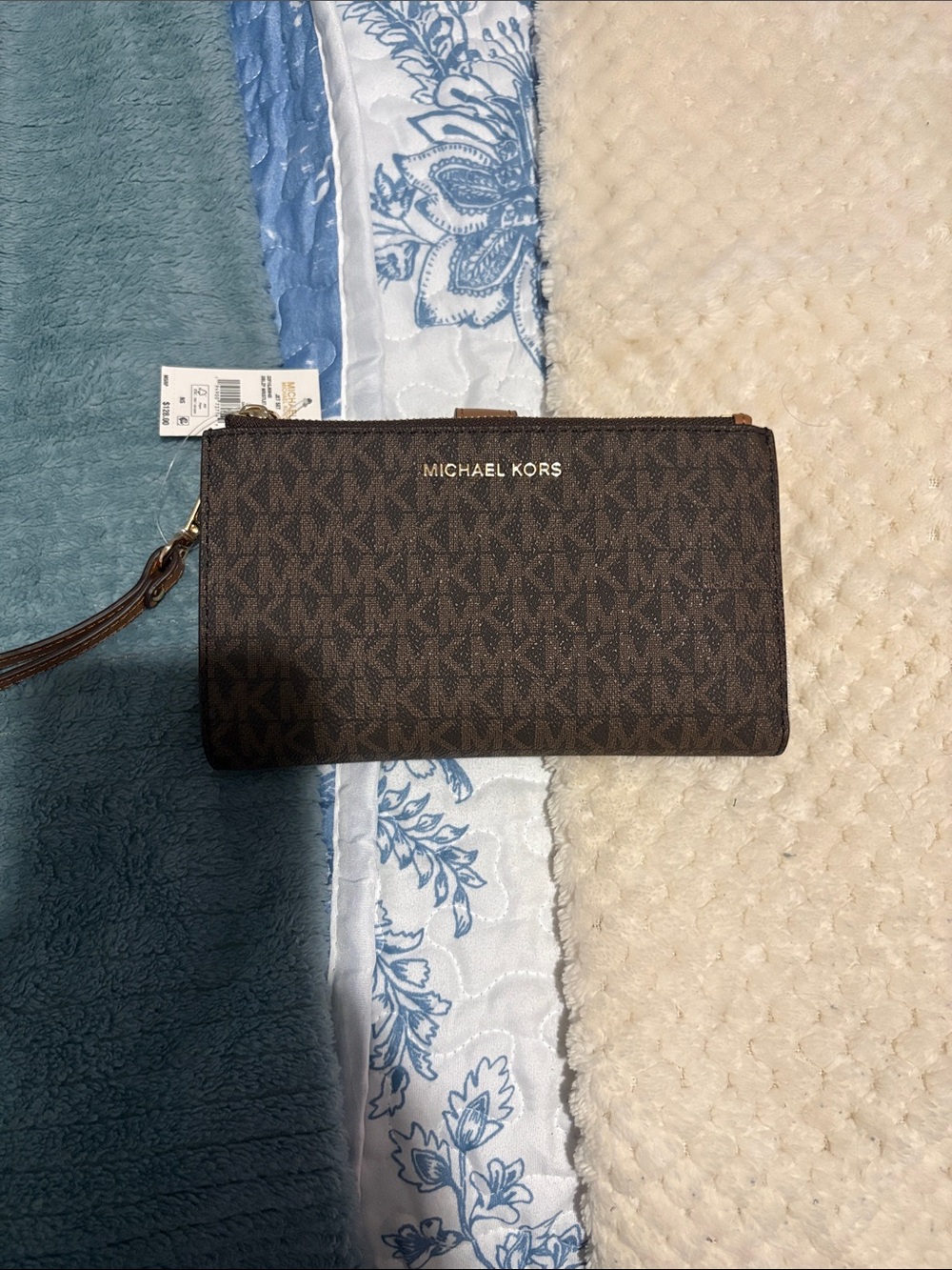 Michael Kors Brown MK Logo Wristlet Clutch